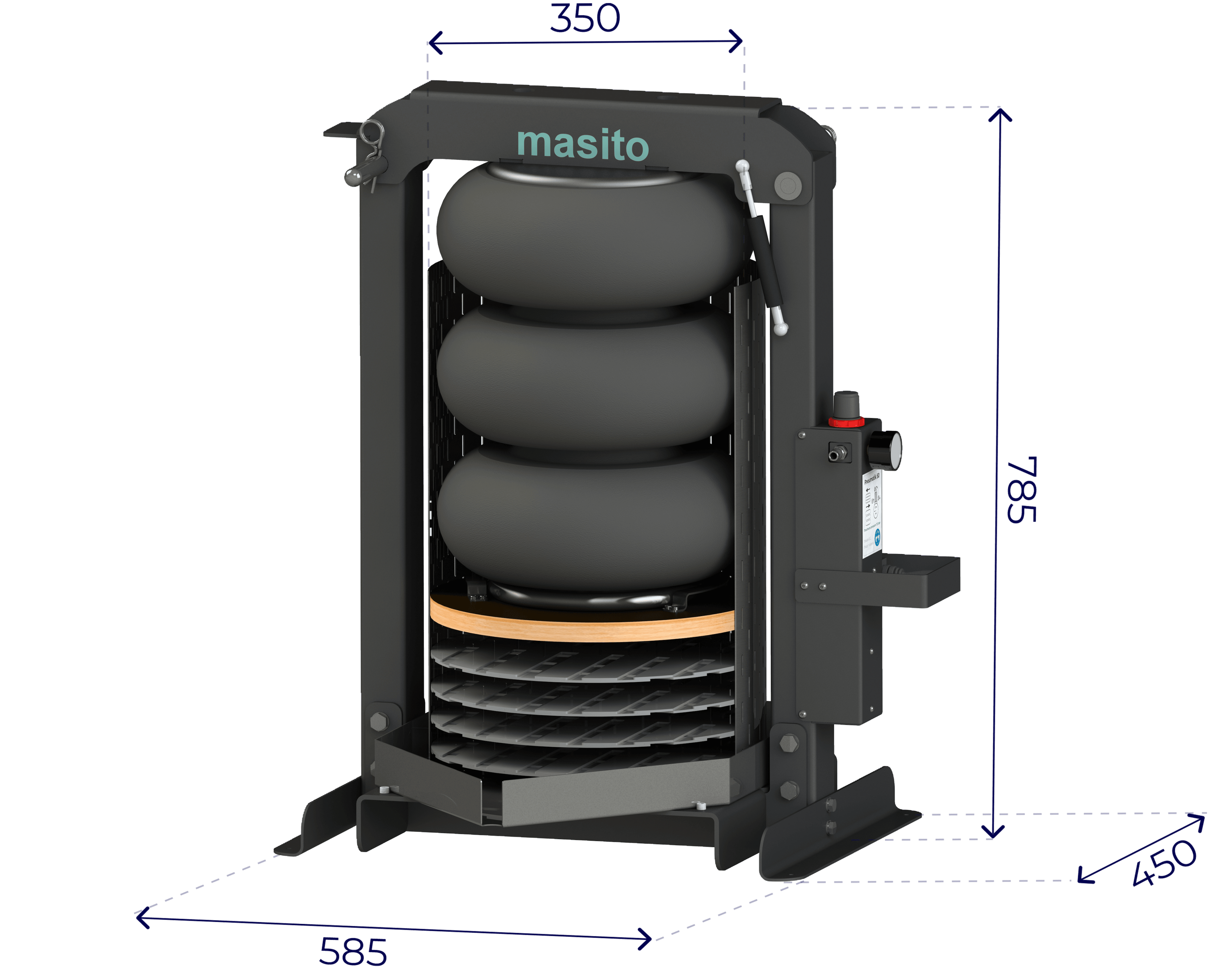 Mehupuristin Pneumatik 50 – Katso mittoja